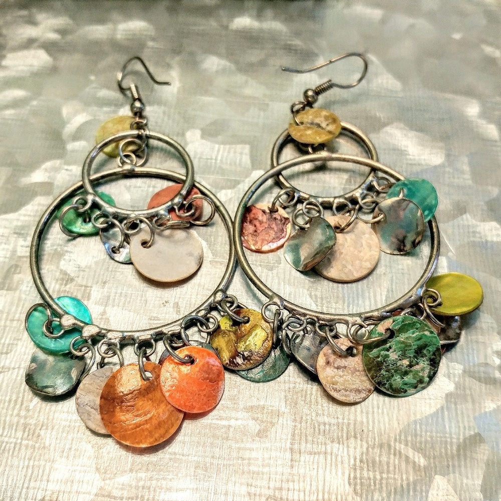 Colorful Hoop Shell Earrings